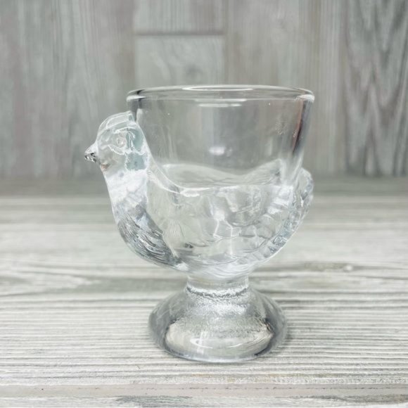 Vintage clear Glass Hen Chicken Egg Cup Holder made in France 2.75 “ figurine - Picture 1 of 7